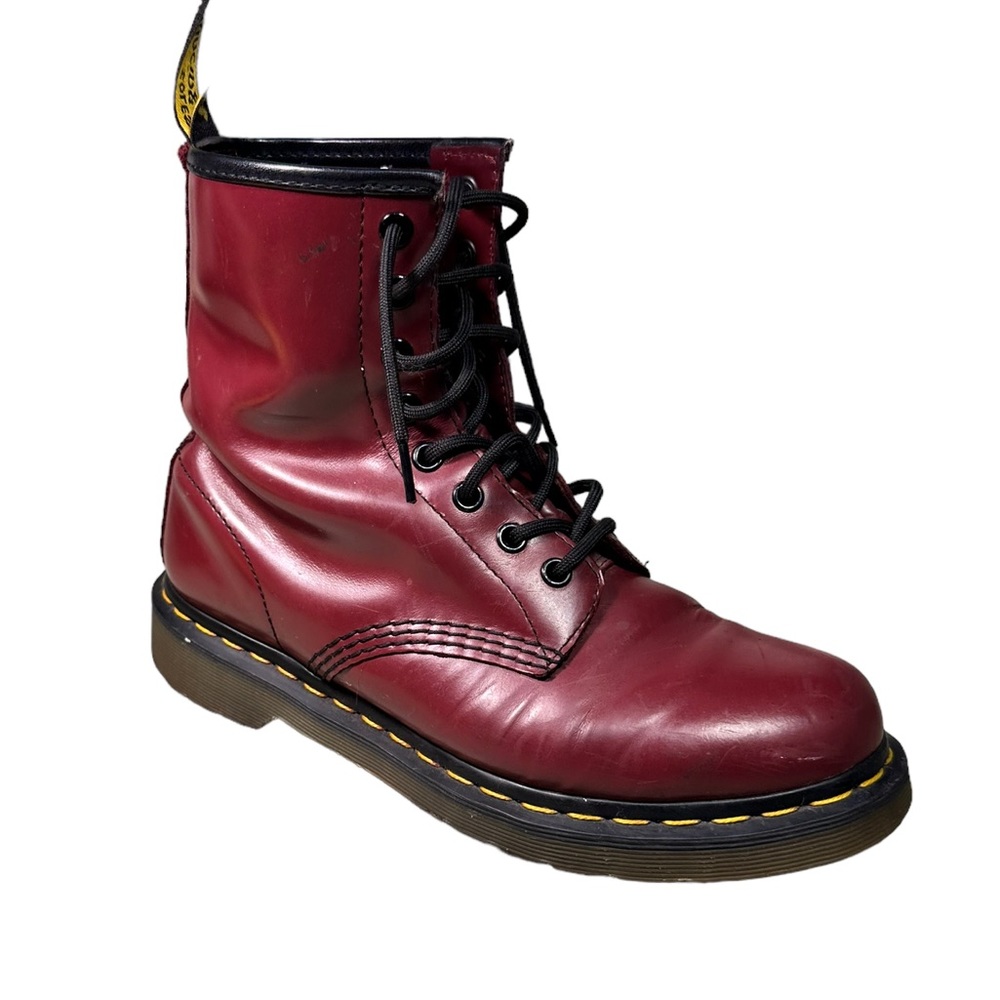 Doc Martens 1460 Red Cherry Combat leather Lace up boots Size 8